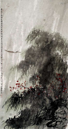崔如琢（b.1944） 2013年作 春深高树绿成帏，遇雨寒泉带雪飞 镜心 设色纸本