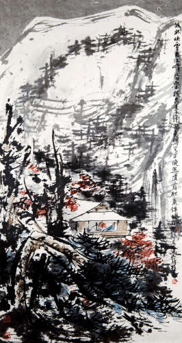 崔如琢（b.1944） 2011年作 疏林映雪见江峰 镜心 设色纸本