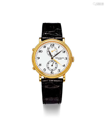 百达翡丽 精致，玫瑰金两地时机械腕表，备24小时显示，「CALATRAVA TTRAVEL TIME」，型号5034R-001，年份约2000，附原厂证书
