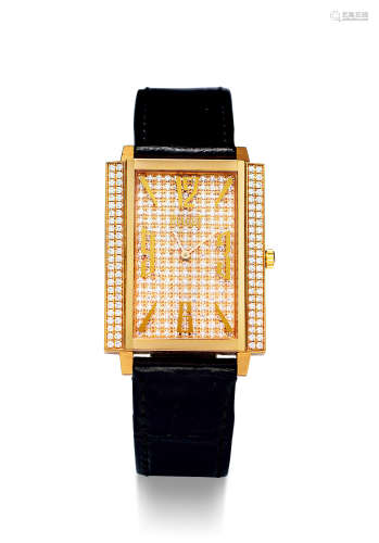 伯爵 精美，玫瑰金镶钻石长方形超薄女装机械腕表，「BLACK TIE 1967」，型号G0A31153，年份约2005