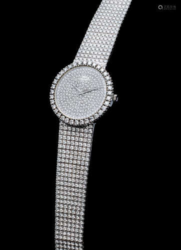 伯爵 精致优雅，白金镶钻石自动上弦链带腕表，年份约1989，附原厂证书