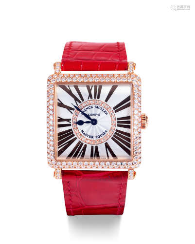 法兰穆勒 精致时尚玫瑰金镶钻石女装腕表，「MASTER SQUARE」，型号6002 M QZ D CD 1R，年份约 2010