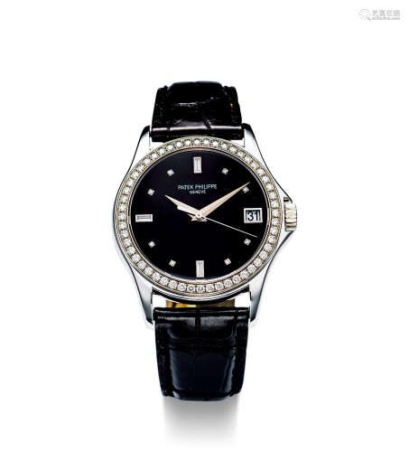 百达翡丽 精美白金镶钻石自动上弦腕表，「CALATRAVA」，型号5108，年份约2005，附原厂后补证书及表盒