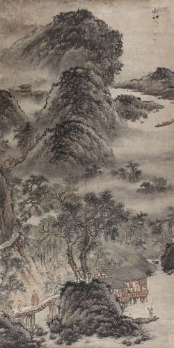 谢时臣（1487～1567） 溪山高隐 立轴 设色纸本