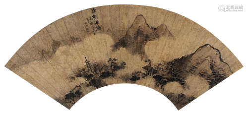 宋旭（1525～1606） 1601年作 云壑浮屠 扇面 水墨金笺