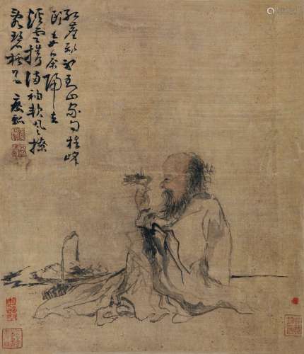 黄慎（1687～？） 采芝图 立轴 设色绢本