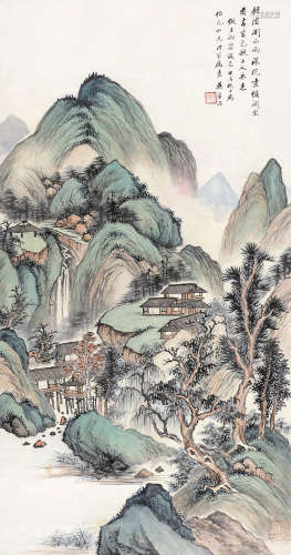 吴华源（1893～1972） 1943年作 雨后深院 立轴 设色纸本