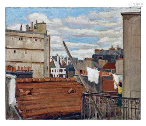 吕斯百（1905～1973） 晒蓝·望晴 油彩 画布