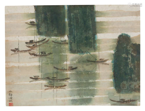 陈其宽（1921～2007） 水静波明 水墨 设色 纸本