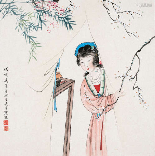 吴青霞（1910～2008） 1998年作 仕女 镜片 纸本