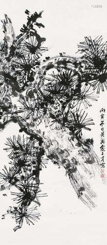俞子才（1915～1992） 1986年作 墨松 立轴 纸本
