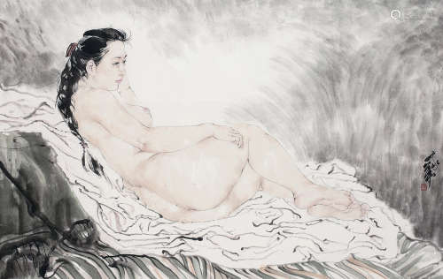 何家英（b.1957） 裸女 镜片 纸本