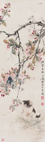 王雪涛（1903～1982）  曹克家（1906～1979） 猫 镜片 纸本