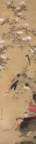 谢月眉（1906～1998） 花鸟 立轴 绢本