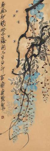 齐白石（1864～1957） 紫藤花开 镜心 设色纸本