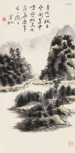 黄宾虹（1865～1955） 青城山色 立轴 设色纸本