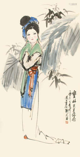 劉文西 芭蕉仕女圖