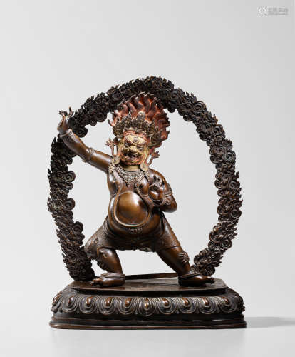 西藏，十七/十八世纪 金钢手菩萨铜像