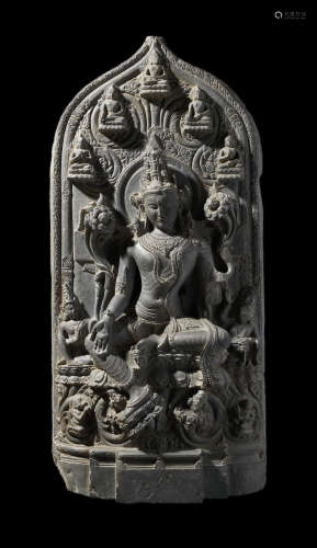 比哈尔或孟加拉国地区，帕拉时期，十一/十二世纪 黑石观音碑