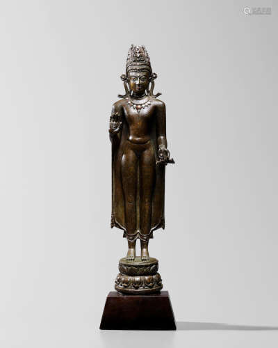 库基哈尔， 帕拉时期，十一世纪 铜合金，错银，错红铜 索纳理库基哈尔佛像