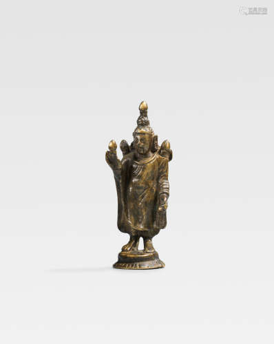 中亚，约六世纪 铜佛立像