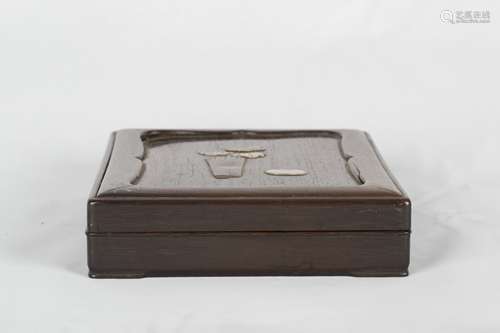 A Chinese Carved Rosewood Box with Cover