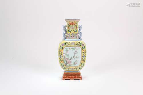 A Chinese Famille-Rose Porcelain Wall Vase