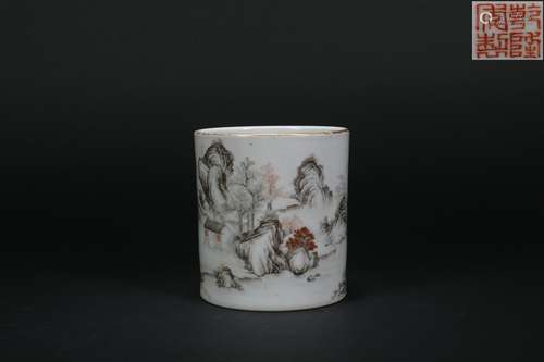 A Chinese  Porcelain Brush Pot