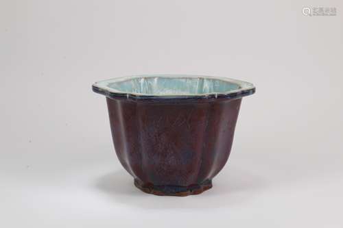 A Chinese Blue Glazed Porcelain Planter