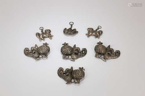 A Set of Chinese Silver Pendants