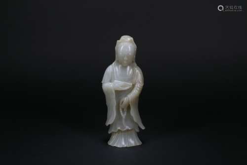 A Chinese Carved Jade Figure Of Lady