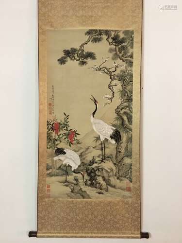 Chinese Watercolor Painting with birds