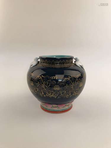 Fine Famille Rose and Gilt Jar with QIanlong Mark