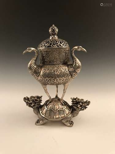 Chinese Silver Bird Censer