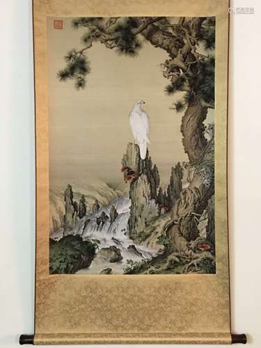 Chinese Watercolor Painting with Eagle