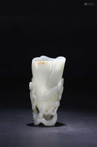 A Chinese Carved White Jade Vase