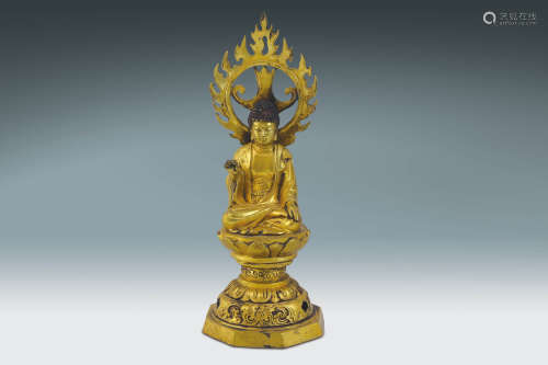 明 銅鎏金釋迦摩尼佛像