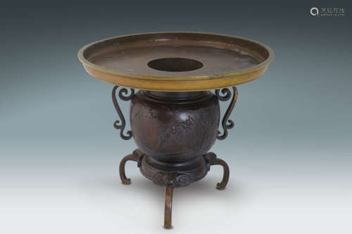 19世紀 日本銅水仙盤
