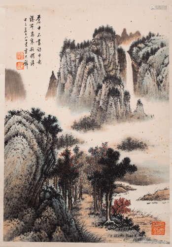 (1898 - 1991) 黃君璧設色山水圖