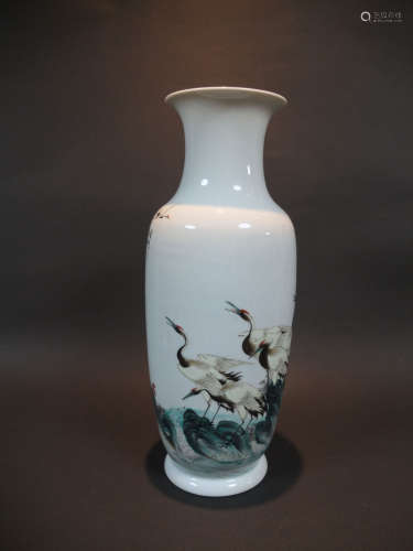 白鶴瓷花瓶