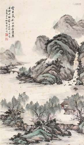 伍佩贤（1916～1995） 杜牧诗意图 立轴 设色纸本