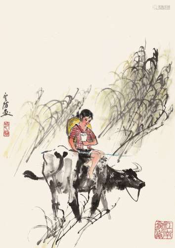 俞云阶（1917～1992） 放牧图 立轴 设色纸本