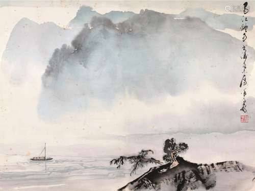 徐子鹤（1916～1999） 蜀江烟雨 镜片 设色纸本