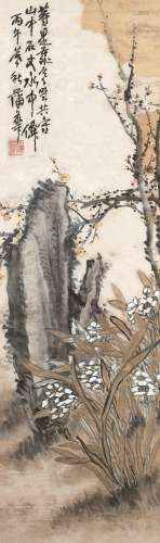 蒲华（1832～1911） 丙午（1906）年作 梅开水中仙 镜框 设色纸本