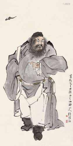 诸健秋（1890～1965） 钟馗纳福 镜片 设色纸本