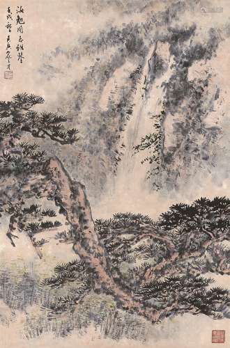 俞子才（1915～1992） 壬戌（1982）年作 松风图 立轴 设色纸本