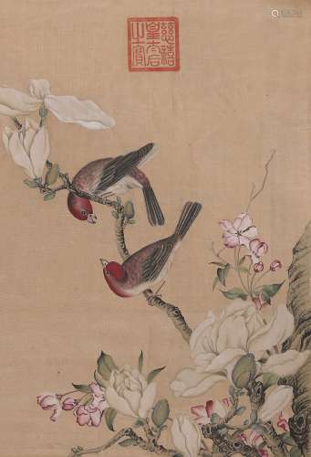 慈禧（1835～1908） 玉兰小鸟 镜片 设色绢本