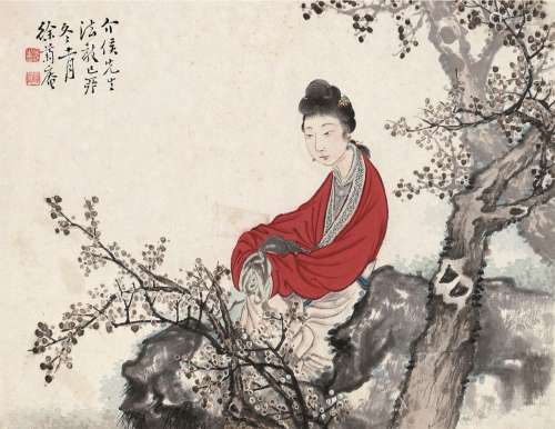 徐菊庵（1890～1964） 己卯（1939）年作 赏梅图 镜片 设色纸本