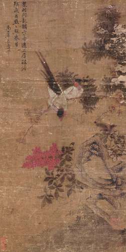 恽寿平（1633～1690）（款） 花鸟 立轴 设色绢本