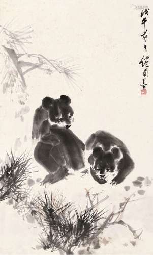 刘继卣（1918～1983） 戊午（1978）年作 熊 镜片 设色纸本